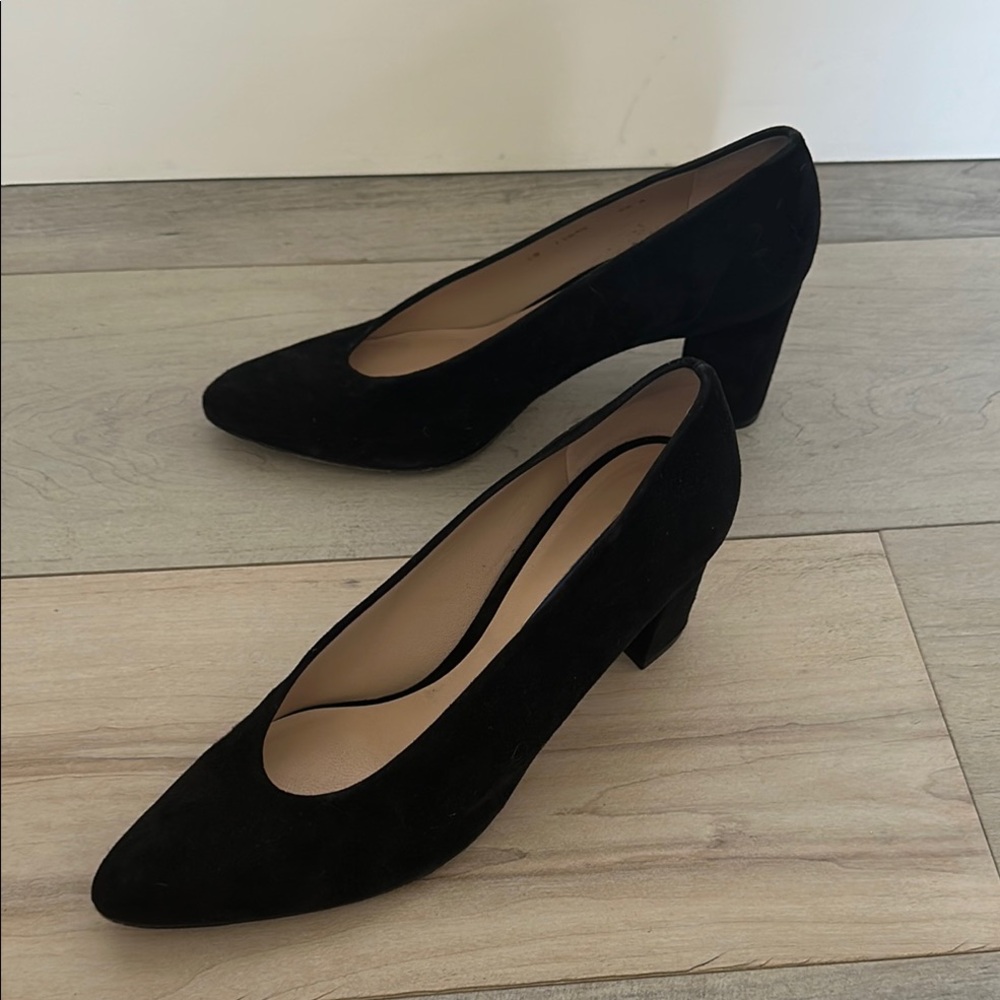 Stuart Weitzman Black Heels Classic Suede Pumps